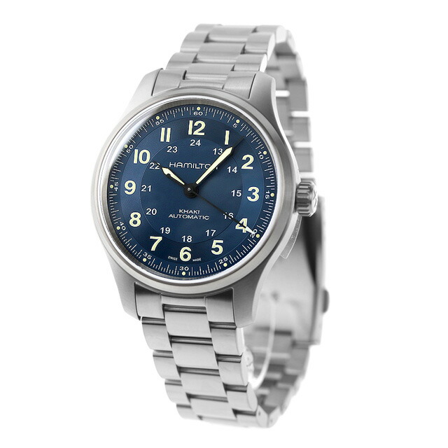 ハミルトン カーキ フィールド チタニウム オートマティック 42mm 自動巻き 腕時計 メンズ チタン HAMILTON H70545140 アナログ ブルー スイス製 ブランド おしゃれ 防水 プレゼント 男性 実用的
