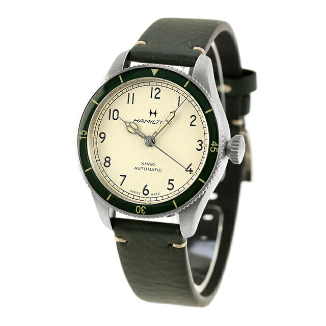 ハミルトン カーキ カーキ パイロット パイオニア 38mm 自動巻き 腕時計 ブランド メンズ HAMILTON KHAKI H76255810 アナログ アイボリー グリーン 白 おしゃれ 防水 プレゼント 男性 実用的