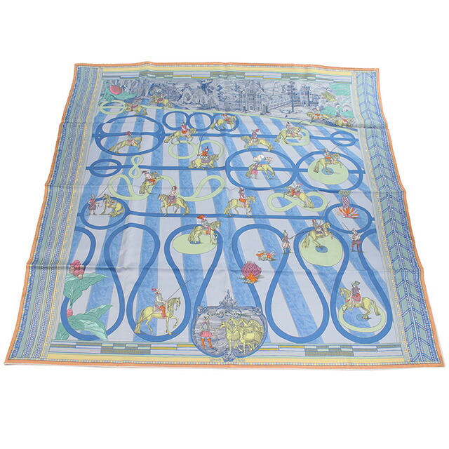 エルメス スカーフ レディース HERMES シルク100% フランス CARRE DOUBLE FACE ネイビー系 マルチカラー 小物