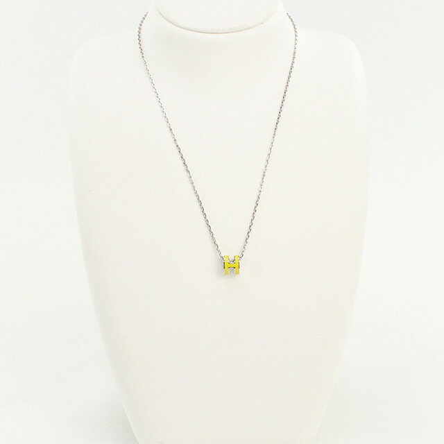 エルメス ペンダント レディース ブランド HERMES MINI POP H シルバー-イエロー アクセサリー