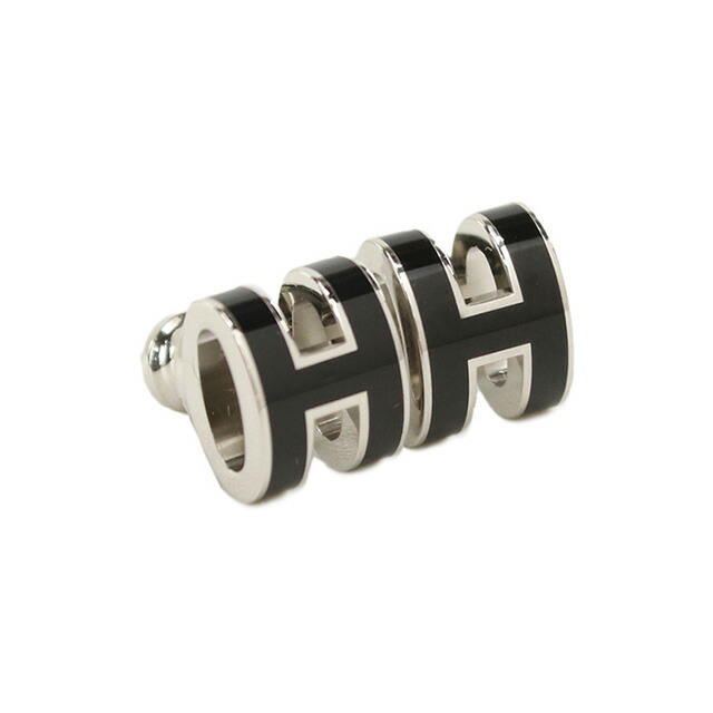 エルメス ピアス レディース ブランド HERMES MINI POP H シルバー-ブラック アクセサリー