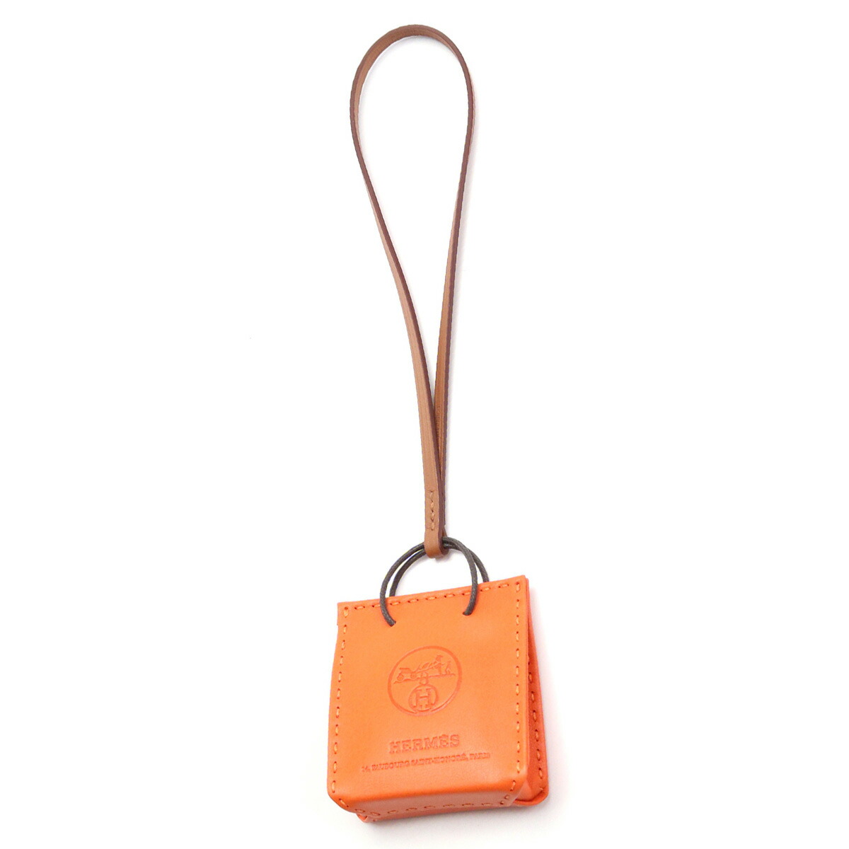 エルメス バッグチャーム レディース HERMES レザー フランス サックオランジュ オレンジ系 小物