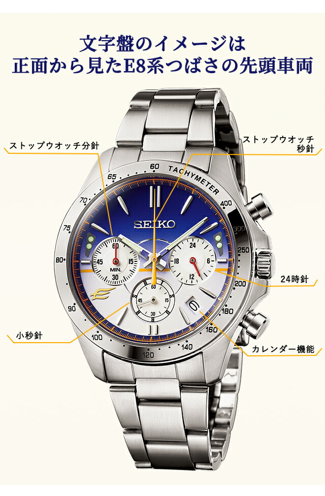 山形新幹線 E8系つばさ デビュー記念ウオッチ セイコー コラボウオッチ クオーツ 電池式 腕時計 ブランド メンズ 数量限定モデル クロノグラフ 51368 アナログ パープルグラデーション 日本製 おしゃれ 防水 プレゼント 男性 実用的