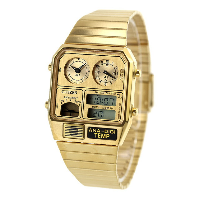 シチズン コレクション レコードレーベル Metallic ANA-DIGI TEMP クォーツ 電池式 腕時計 ブランド メンズ レディース 流通限定モデル 数量限定 クロノグラフ CITIZEN RECORD LABEL JG2103-56P アナデジ ゴールド おしゃれ 防水 プレゼント 実用的