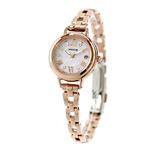 シチズン ウィッカ ソーラーテック電波 腕時計 ブランド レディース 電波ソーラー CITIZEN wicca KL0-561-21 アナログ ホワイトシェル ピンクゴールド 白 おしゃれ 防水 軽い 華奢 かわいい プレゼント 女性 実用的