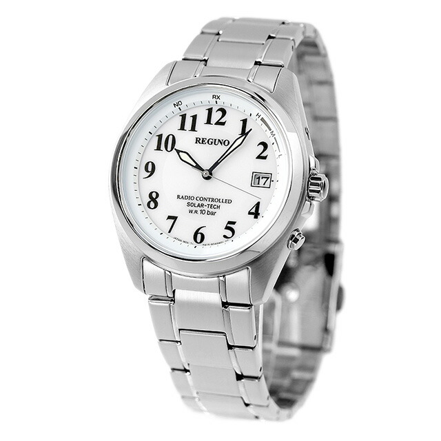 シチズン レグノ ソーラーテック 電波ソーラー 腕時計 ソーラー電波腕時計 ソーラー電波時計 メンズ CITIZEN REGUNO KS3-115-11 アナログ ホワイト 白 ブランド おしゃれ 防水 プレゼント 男性 実用的