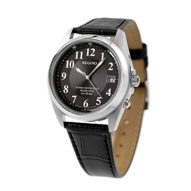 シチズン レグノ ソーラーテック 電波ソーラー 腕時計 ソーラー電波腕時計 ソーラー電波時計 メンズ 革ベルト CITIZEN REGUNO KS3-115-50 アナログ ブラック 黒 ブランド おしゃれ 防水 プレゼント 男性 実用的