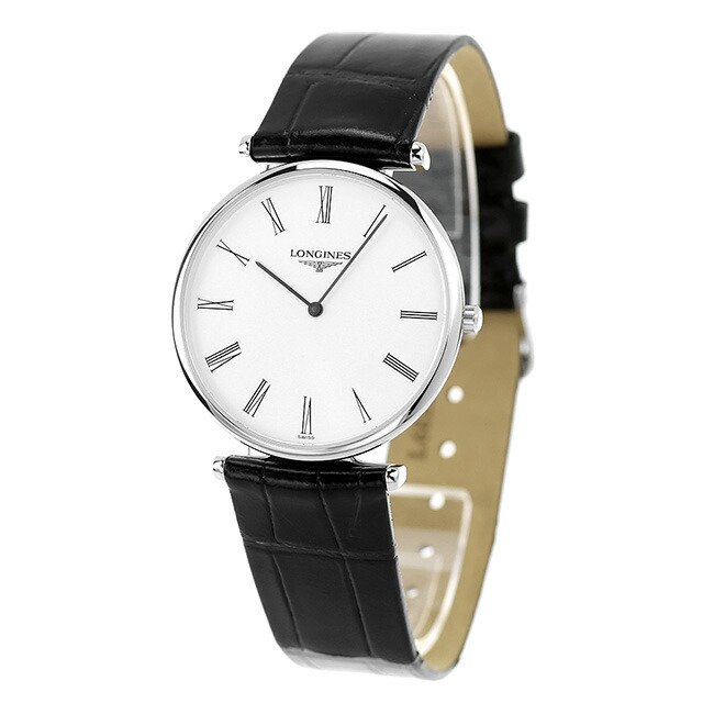 ロンジン グランクラシック クオーツ 腕時計 ブランド メンズ LONGINES L4.709.4.21.2 アナログ ホワイト ブラック 黒 スイス製 おしゃれ 防水 プレゼント 男性 実用的