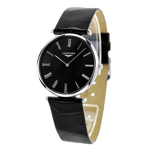 ロンジン グランクラシック クオーツ 腕時計 ブランド メンズ LONGINES L4.709.4.51.2 アナログ ブラック 黒 スイス製 おしゃれ 防水 プレゼント 男性 実用的