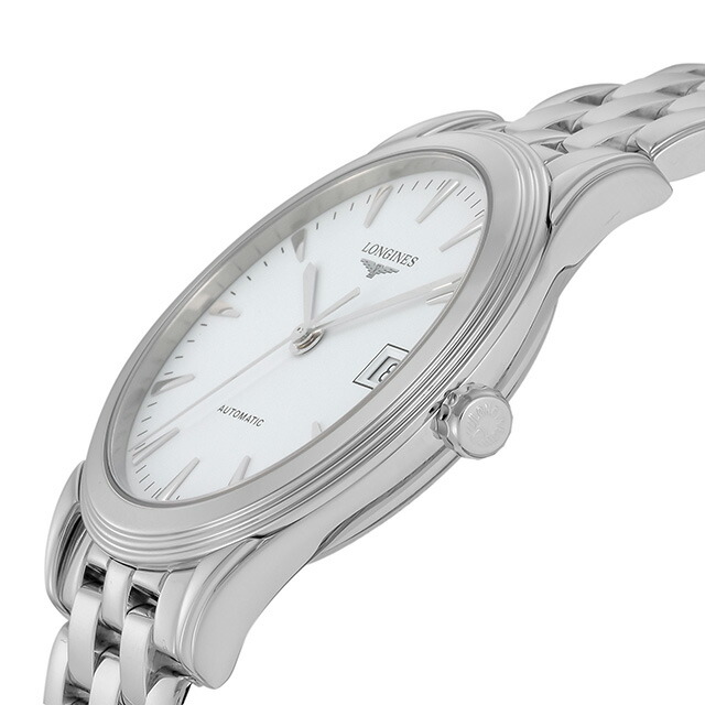 ロンジン フラッグシップ 自動巻き 腕時計 ブランド メンズ LONGINES L4.774.4.14.6 アナログ ホワイト 白 スイス製 おしゃれ 防水 プレゼント 男性 実用的