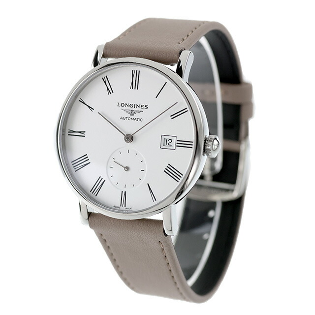 ロンジン エレガント 自動巻き 腕時計 ブランド メンズ LONGINES L4.812.4.11.2 アナログ ホワイト ベージュ 白 スイス製 おしゃれ 防水 プレゼント 男性 実用的