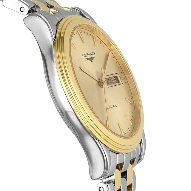 ロンジン フラッグシップ 自動巻き 腕時計 ブランド メンズ LONGINES L4.899.3.32.7 アナログ イエローゴールド シルバー スイス製 おしゃれ 防水 プレゼント 男性 実用的