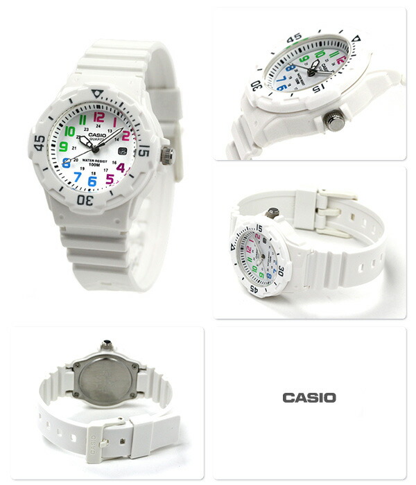 カシオ 腕時計 チープカシオ デイト 海外モデル ホワイト マルチカラー CASIO LRW-200H-7BVDF チプカシ 時計 ブランド おしゃれ アナログ 防水 小さい 軽い かっこいい プレゼント 男性 実用的 学生 子供用 キッズ
