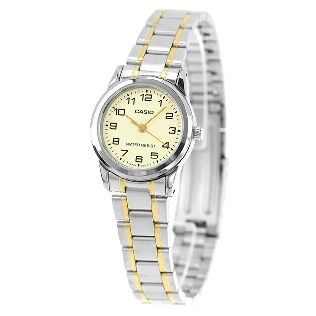 カシオ チープカシオ CASIO クォーツ 電池式 LTP-V001SG-9B スタンダード 海外モデル レディース チプカシ 腕時計 シンプル ブランド カシオ casio アナログ クリーム シルバー/ゴールド 白 おしゃれ 防水 軽い 華奢 かわいい プレゼント 女性 学生 受験生 受験用 試験用