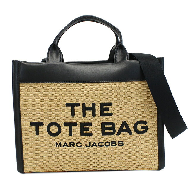 マーク・ジェイコブス トートバッグ レディース MARC JACOBS THE STRAW TOTE ベトナム 2P3HTT014H02 NATURAL ベージュ系 ブラック バッグ 軽量 手提げ ブランド 高級 おしゃれ プレゼント 女性 実用的 かわいい