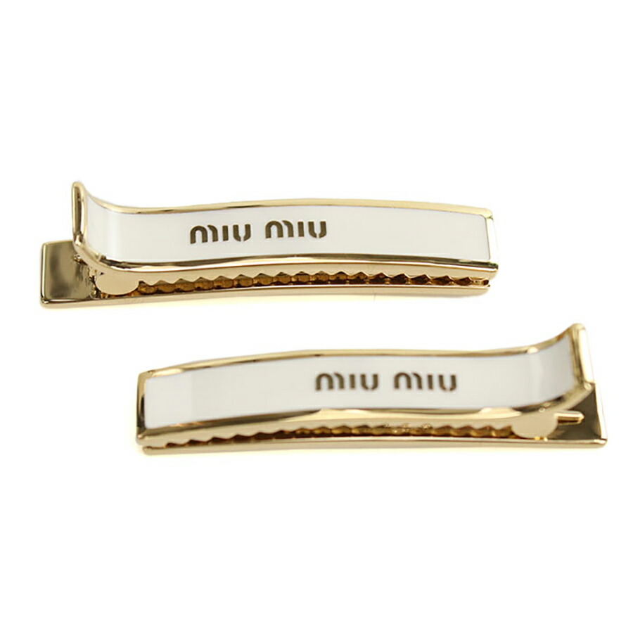 ミュウミュウ ヘアクリップ レディース ブランド MIUMIU 5JF136 ホワイト ヘアアクセサリー