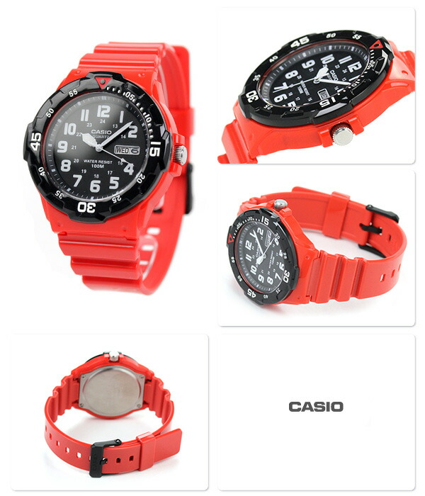 カシオ 腕時計 チープカシオ 海外モデル MRW-200HC-4BVDF CASIO アウトドア クオーツ ブラック レッド チプカシ 時計 ブランド おしゃれ 防水 小さい 軽い かっこいい プレゼント 男性 実用的