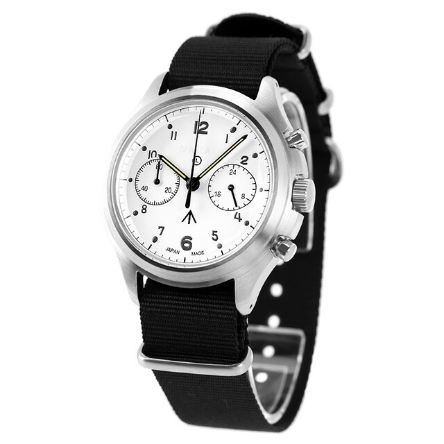 ナバルウォッチ NAVAL MILITARY WATCH British ROYAL Airforce Chronograph TYPE クォーツ 電池式 腕時計 ブランド メンズ クロノグラフ NAVAL WATCH Mil-07SV／WH アナログ ホワイト 白 日本製 おしゃれ 防水 プレゼント 男性 実用的