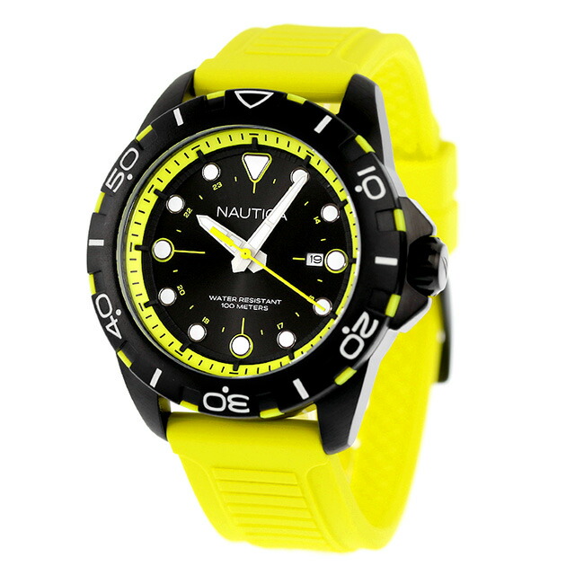 ノーティカ エヌエスアール クオーツ 腕時計 メンズ NAUTICA NAPNRS403 アナログ ブラック イエロー 黒 ブランド おしゃれ 防水 プレゼント 男性 実用的