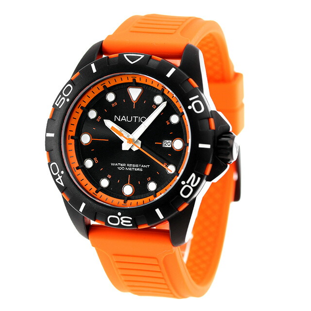 ノーティカ エヌエスアール クオーツ 腕時計 メンズ NAUTICA NAPNRS405 アナログ ブラック オレンジ 黒 ブランド おしゃれ 防水 プレゼント 男性 実用的