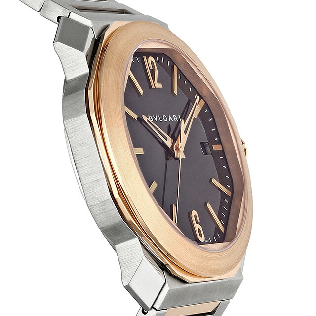 ブルガリ オクト ローマ 自動巻き 腕時計 メンズ BVLGARI OC41BSPGD アナログ ブラウン ピンクゴールド スイス製 高級 ブランド おしゃれ 防水 プレゼント 男性 実用的