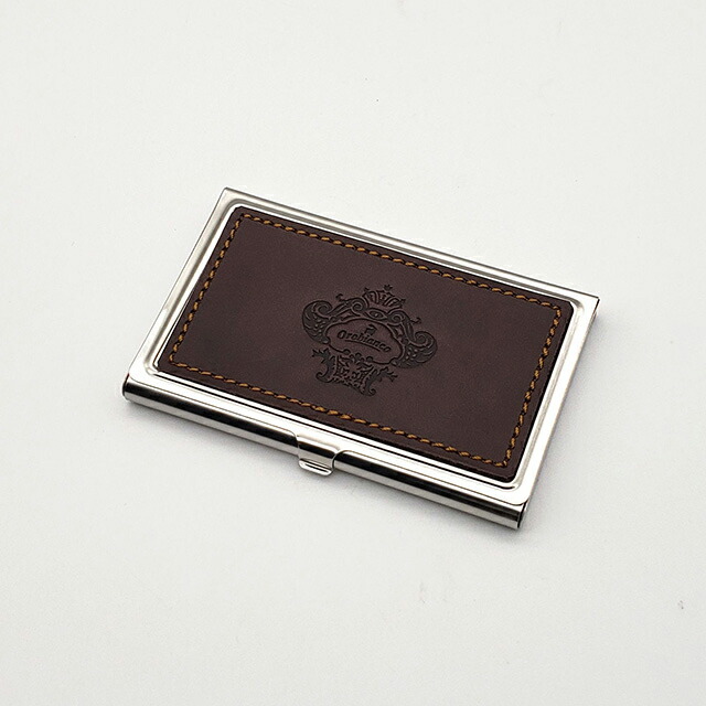 オロビアンコ カードケース メンズ レディース Orobianco カード入れ 名刺入れ パスケース コンパクト ステンレス、牛革 ORCA-001 BR ブラウン 小物 定期入れ 高級 おしゃれ プレゼント 実用的