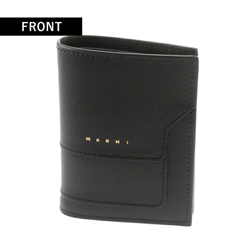 マルニ 二つ折り財布 レディース ブランド MARNI ロゴ ブラック 財布 ウォレット 高級 おしゃれ プレゼント 実用的