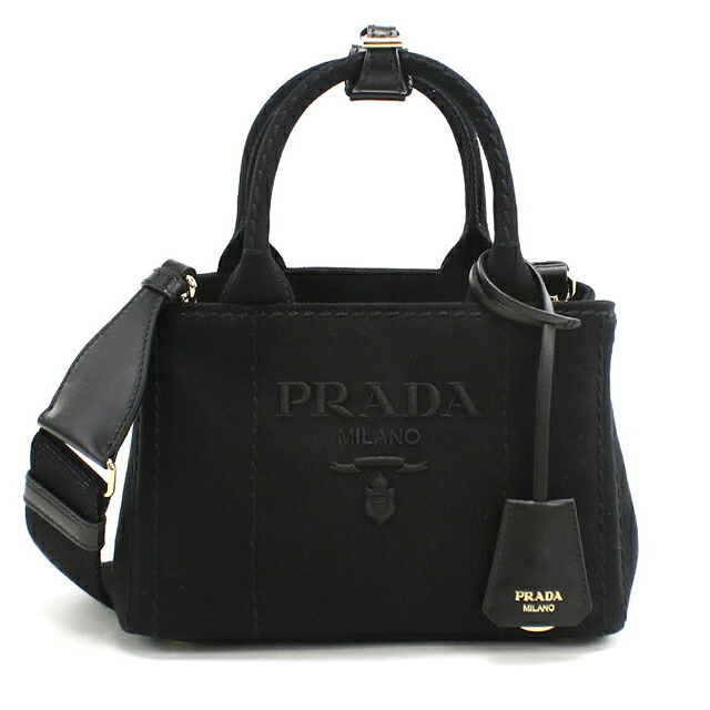 プラダ トートバッグ レディース ブランド PRADA CANAPA RICAMO 2WAY 1BA038 ブラック 軽量 手提げ 高級 おしゃれ プレゼント 女性 実用的 かわいい