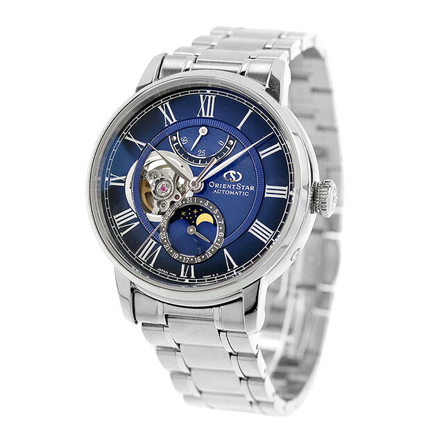 オリエントスター Classic Collection M45 F7 Mechanical Moon Phase 自動巻き 腕時計 ブランド メンズ ムーンフェイズ オープンハート ORIENT STAR RK-BT0002L ネイビー おしゃれ 防水 プレゼント 男性 実用的