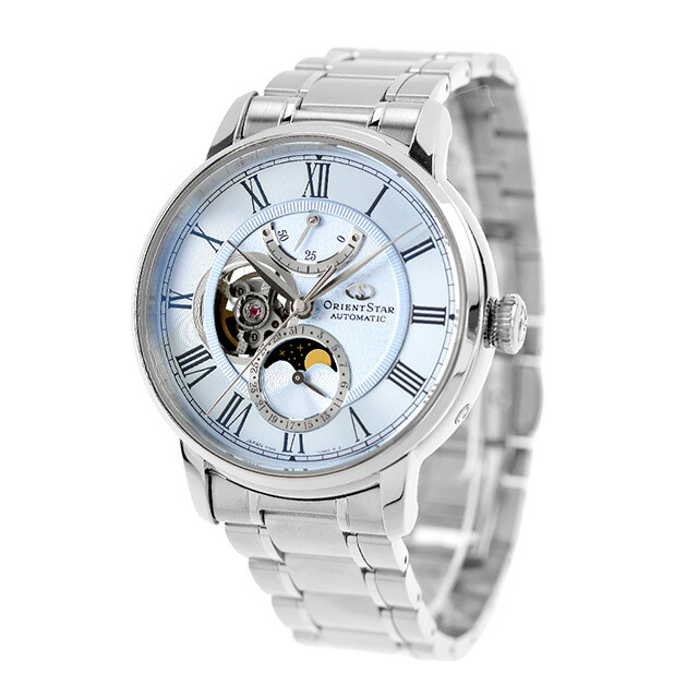 オリエントスター Classic Collection M45 F7 Mechanical Moon Phase 自動巻き 腕時計 ブランド メンズ 数量限定 ムーンフェイズ オープンハート 替えベルト ORIENT STAR RK-BT0003L ブルー おしゃれ 防水 プレゼント 男性 実用的