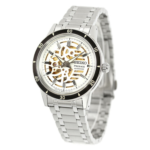 セイコー プレザージュ Style60’s 自動巻き 腕時計 ブランド メンズ オープンハート SEIKO PRESAGE SARY255 アナログ シルバー ゴールド 日本製 高級 おしゃれ 防水 プレゼント 男性 実用的