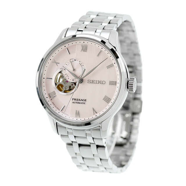 セイコー プレザージュ ジャパニーズガーデン 自動巻き 腕時計 ブランド メンズ オープンハート SEIKO PRESAGE SARY261 ピンク 日本製 高級 おしゃれ 防水 プレゼント 男性 実用的