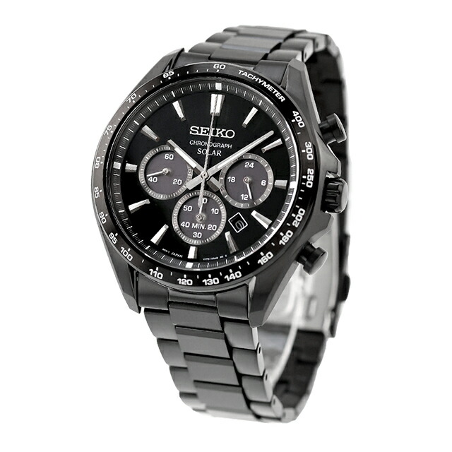 セイコーセレクション S Series ソーラー 腕時計 ブランド メンズ クロノグラフ SEIKO SELECTION SBPY187 アナログ オールブラック 黒 おしゃれ 防水 プレゼント 男性 実用的