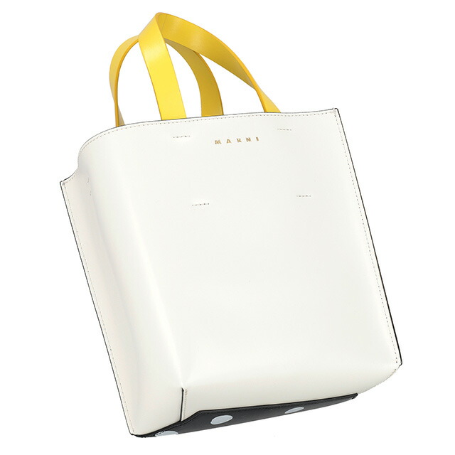 マルニ ハンドバッグ レディース ブランド MARNI SHMP0039Q4-P6049 ブラック／ホワイト 軽量 小さめ 手提げ 高級 おしゃれ プレゼント 女性 実用的 かわいい