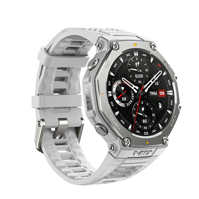 アマズフィット T-Rex ラバ RD 充電式クォーツ スマートウォッチ ブランド メンズ Amazfit SP170069-C221 デジタル シルバー グレー