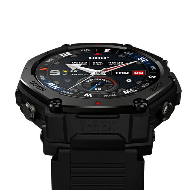 アマズフィット T-Rex 3 Pro 充電式クオーツ スマートウォッチ ブランド メンズ レディース チタン Bluetooth 健康 Amazfit SP170078-C239 デジタル ブラック 黒