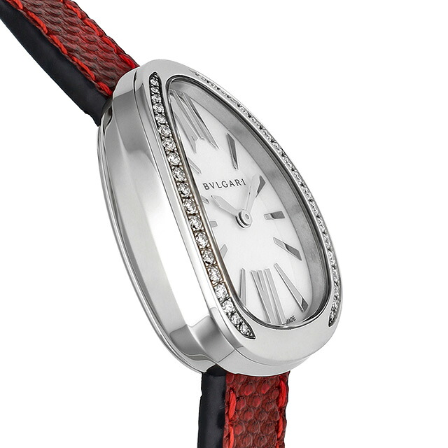 ブルガリ セルペンティ クオーツ 腕時計 レディース ダイヤモンド BVLGARI SP32WSDL アナログ ホワイトシェル レッド 白 スイス製 高級 ブランド おしゃれ 防水 軽い 華奢 かわいい プレゼント 女性 実用的