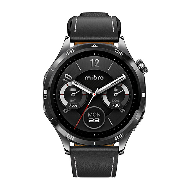 ミブロ Watch GT ダークターニッシュ 充電式クォーツ スマートウォッチ ブランド メンズ Bluetooth 替えベルト mibro SP380017-C240 デジタル ブラック 黒