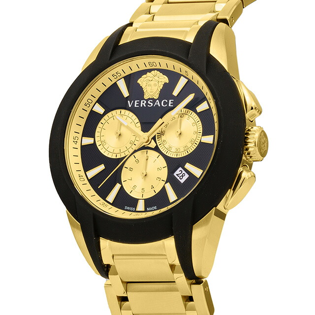 ヴェルサーチ CHARACTER CHRONO クォーツ 電池式 腕時計 メンズ クロノグラフ VERSACE VEM800524 アナログ ブラック ゴールド 黒 スイス製 高級 ブランド おしゃれ 防水 プレゼント 男性 実用的