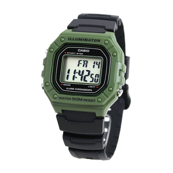 カシオ チープカシオ デジタル グリーン 海外モデル メンズ レディース 腕時計 W-218H-3AVDF CASIO アウトドア チプカシ 時計 ブランド おしゃれ 防水 小さい 軽い かわいい プレゼント 実用的