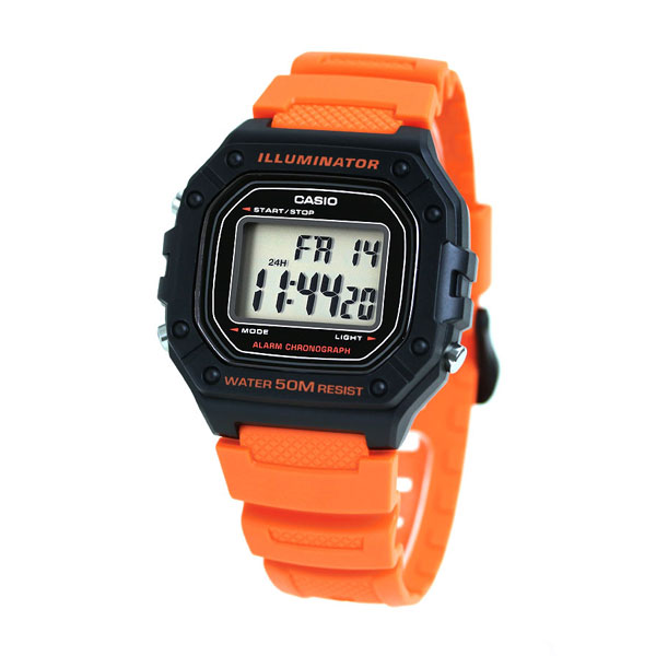 カシオ チープカシオ デジタル オレンジ 海外モデル メンズ レディース 腕時計 W-218H-4B2VDF CASIO アウトドア チプカシ 時計 ブランド おしゃれ 防水 小さい 軽い かわいい プレゼント 実用的