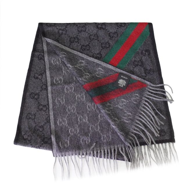 グッチ GUCCI マフラー GG柄 メンズ レディース 570603 3G200 1466 ブラック グレー