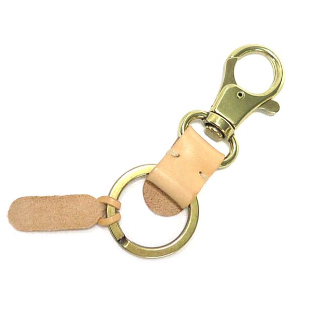 イルビゾンテ キーホルダー IL BISONTE キーリング SKH016-PG0001-NA106-B (C0551-P-120) メンズ レディース ベージュ ナチュラル ヌメ 【金具：ゴールド】 バッグチャーム ブランド 高級 おしゃれ プレゼント 実用的