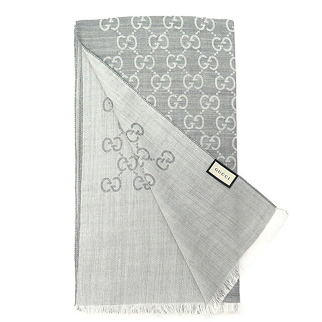 グッチ GUCCI ストール マフラー ロゴ GG メンズ レディース 165904 3G646 1400 ライトグレー