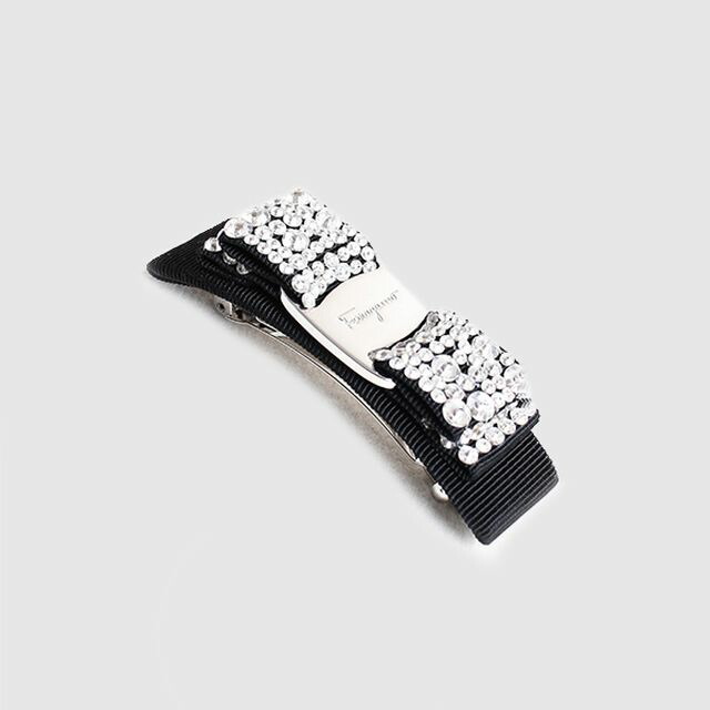 フェラガモ FERRAGAMO バレッタ 342759-524894 ビジュー付き ヘアークリップ リボン レディース ヴァラ VARA BLACK ブラック