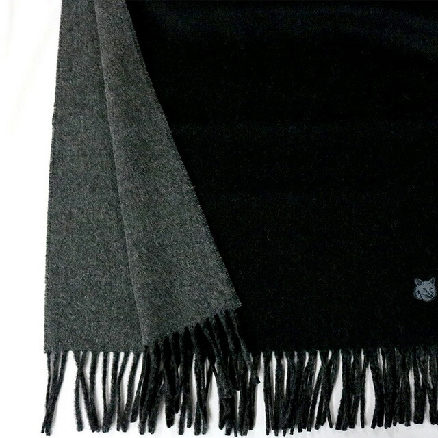 メゾンキツネ MAISON KITSUNE マフラー ストール LW06201WA0018-O190 メンズ レディース BLACK CHARCOAL