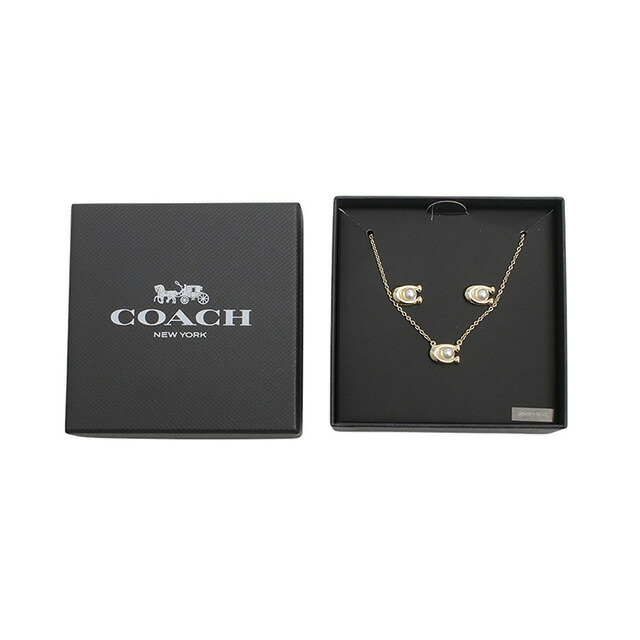 コーチ ネックレス ピアス セット COACH アクセサリー 473741GLD107 レディース Cロゴ ペンダント スタッズピアス ゴールド シンプル かわいい ブランド 誕生日プレゼント