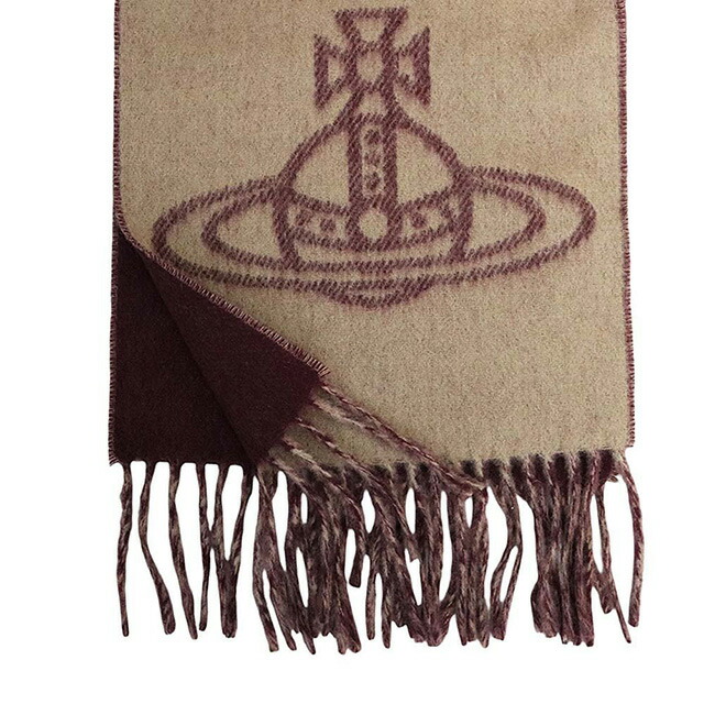 ヴィヴィアンウエストウッド VIVIENNE WESTWOOD マフラー 25-W00ZH-C406 レディース メンズ ビッグオーブロゴ キャメル マフラー ブランド