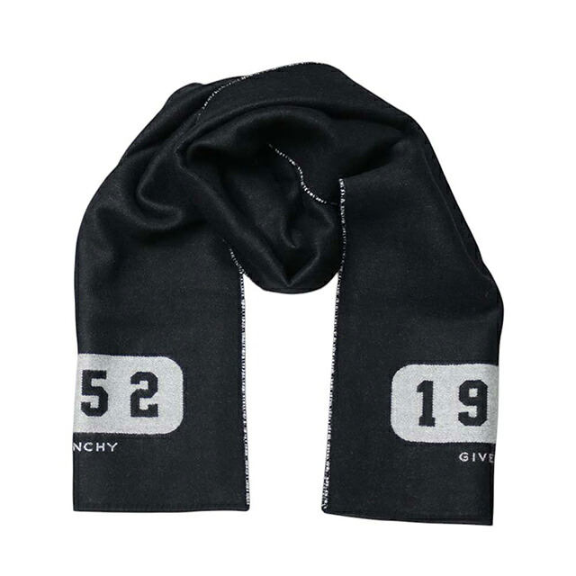 ジバンシィ GIVENCHY マフラー gv3518-j4968-1 ユニセックス ブラック×シルバーホワイト マフラー ブランド