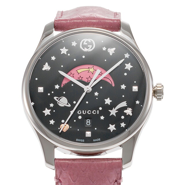 グッチ ジータイムレス クォーツ 電池式 腕時計 ブランド レディース GUCCI YA1264046A ブラック ピンク 黒 スイス製 高級 おしゃれ 防水 軽い 華奢 かわいい プレゼント 女性 実用的